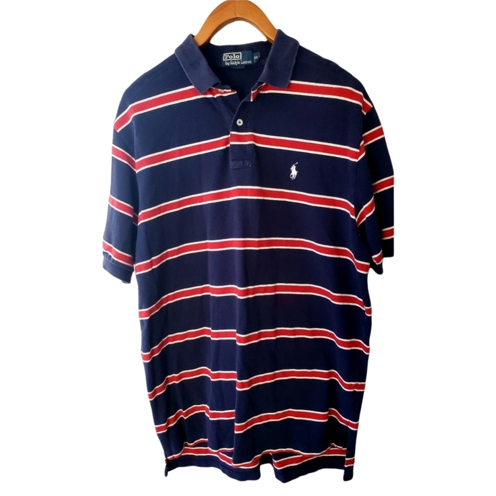Polo Ralph Lauren Red White and Blue Stripe Knit Polo Patriotic American Size XL